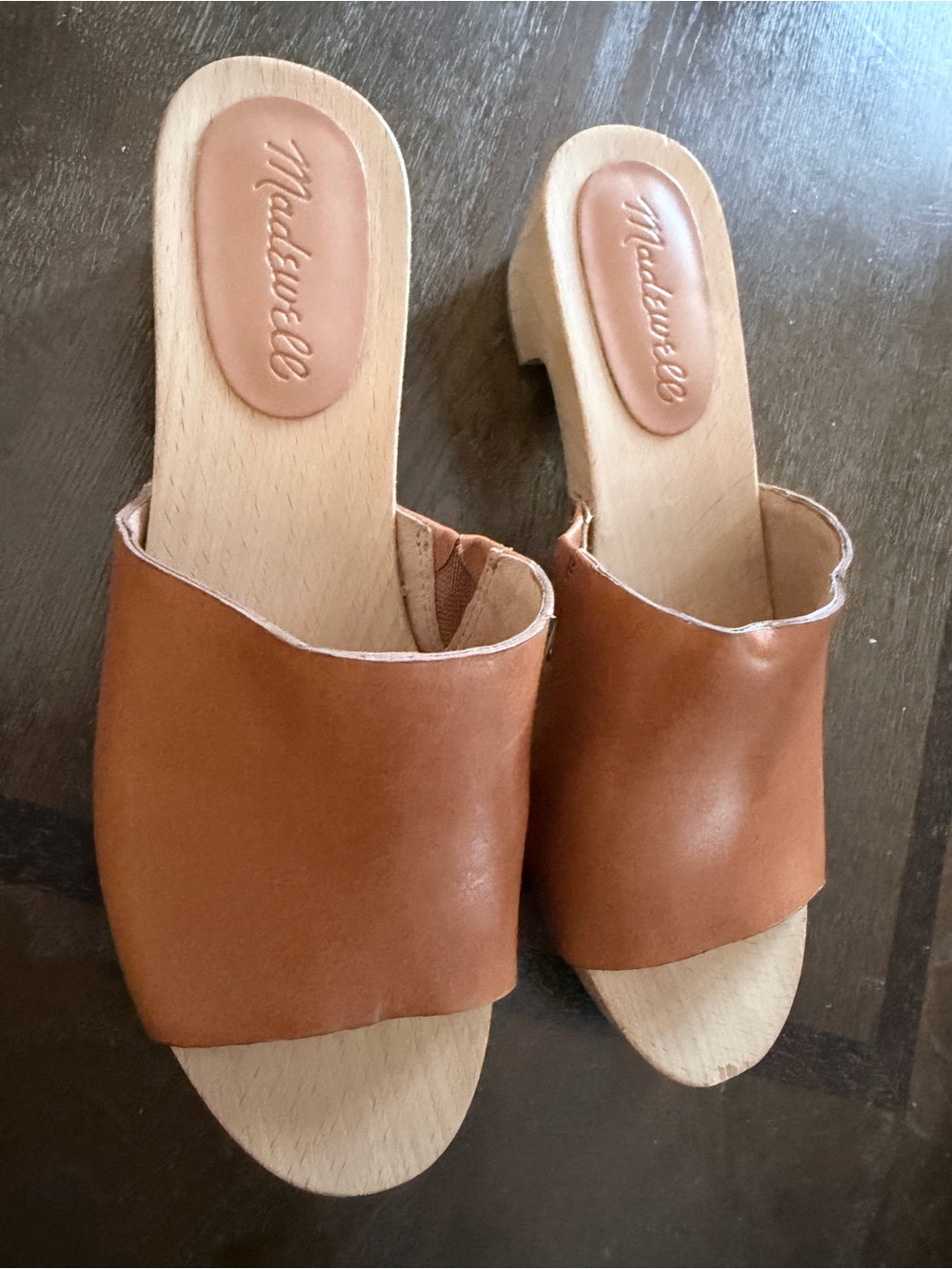 Madewell Cognac Leather Slide Mules